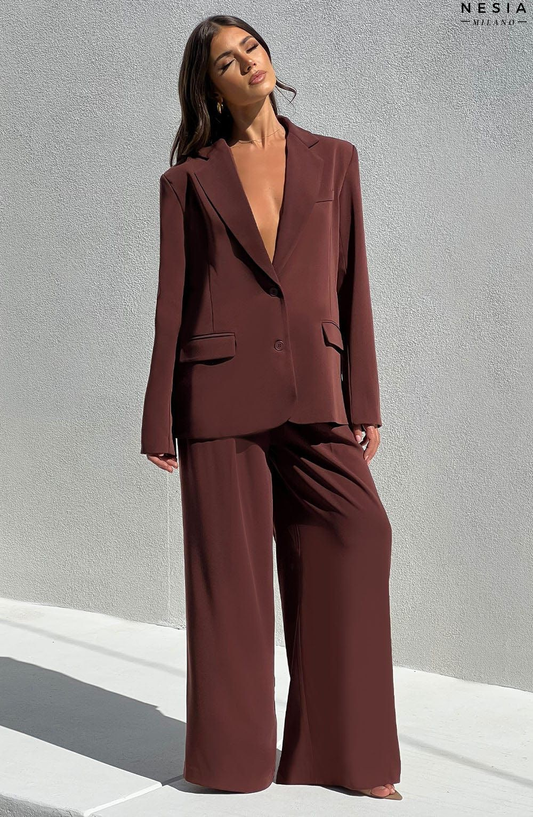 Brown Oversize Suit Blazer by Nesia