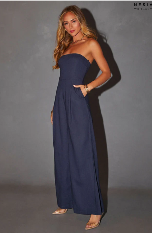 Strapless Wide-Leg Jumpsuit by Nesia