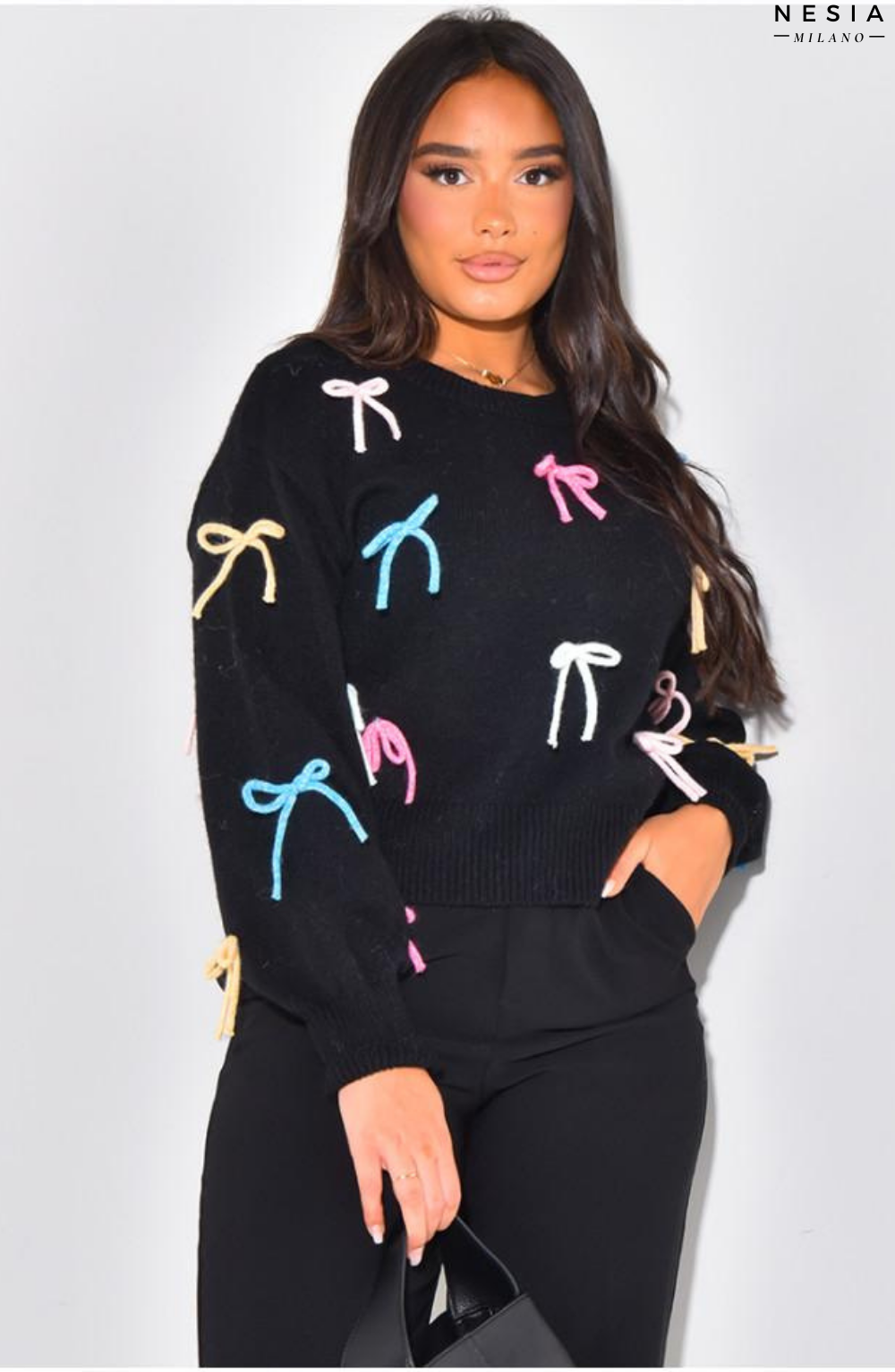 Oversize Jumper with Multicoloured Bows by Nesia