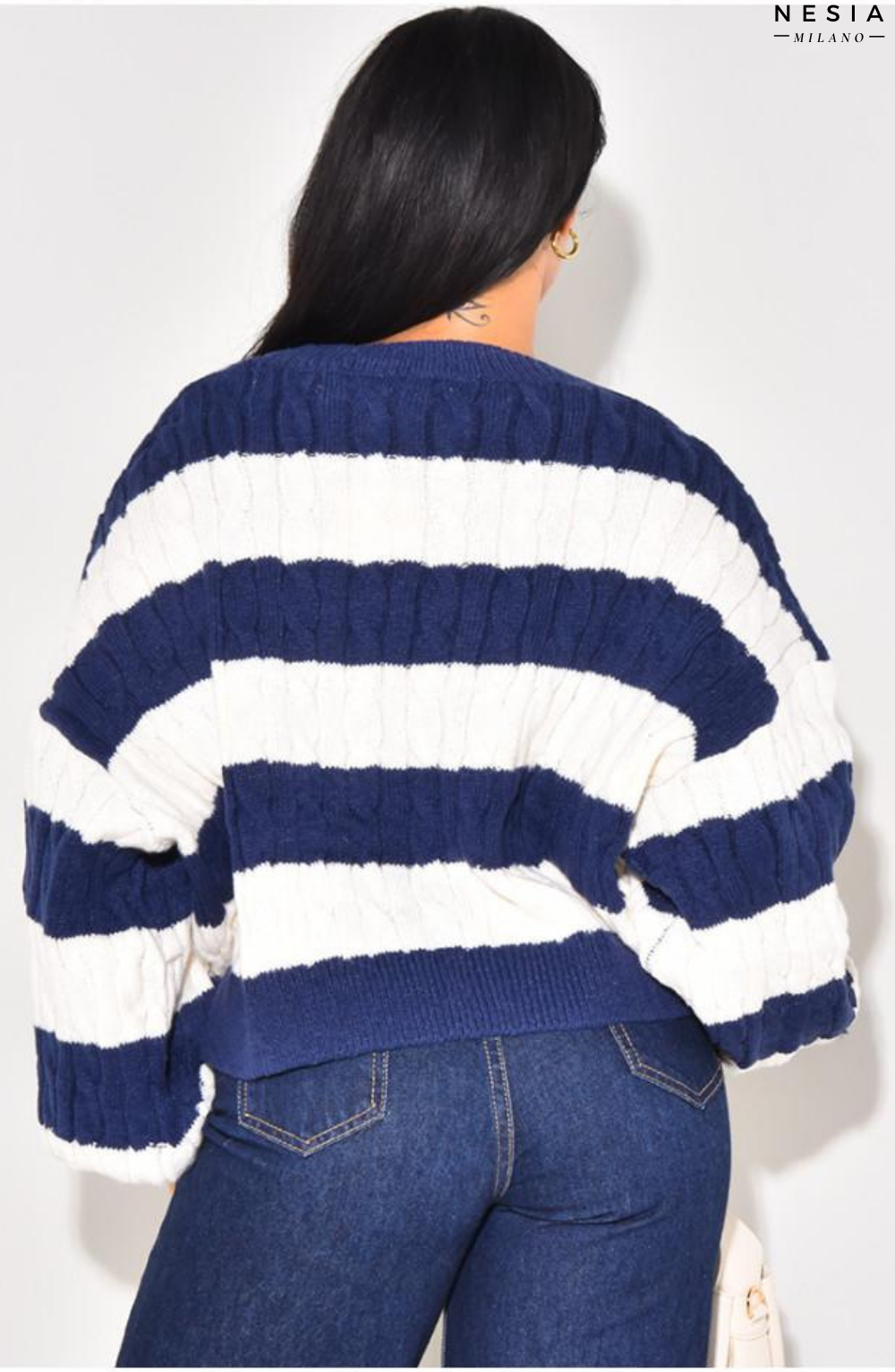 Wool Jumper with Contrasting Stripes by Nesia