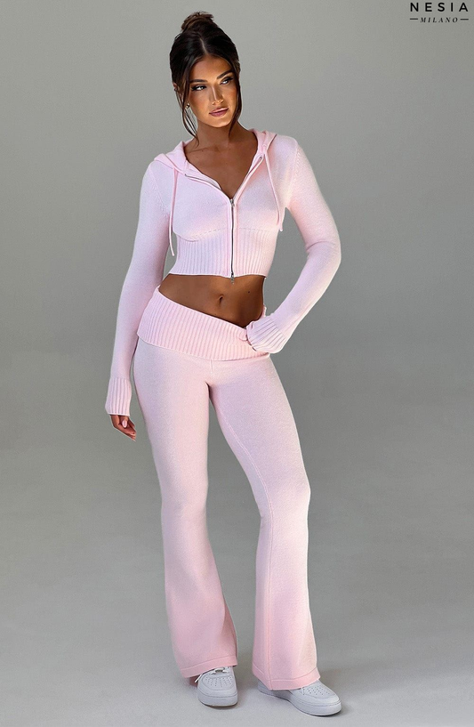 Pink Knit Pants by Nesia