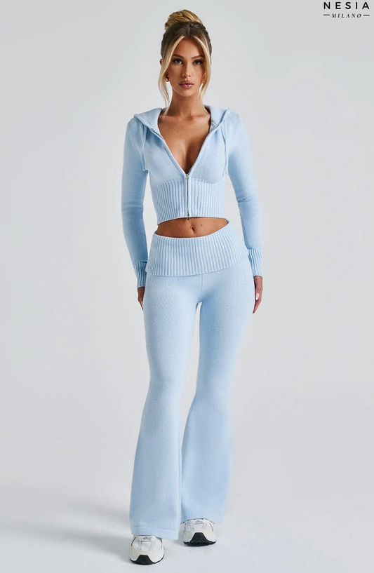 Sky Blue Knit Pants by Nesia