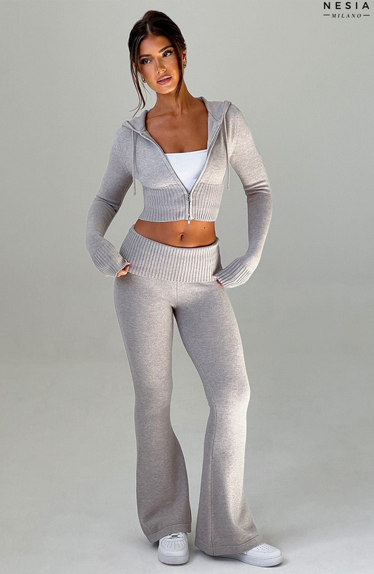 Light Grey Knit Pants by Nesia