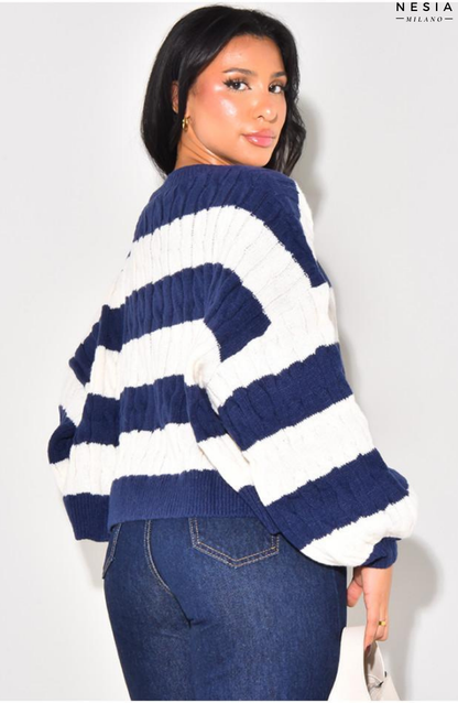 Wool Jumper with Contrasting Stripes by Nesia