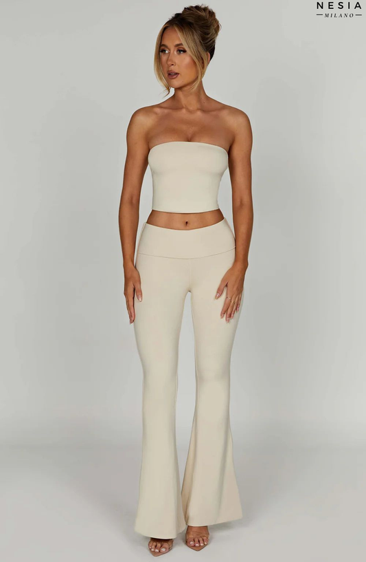 Cream Relaxed Pants by Nesia