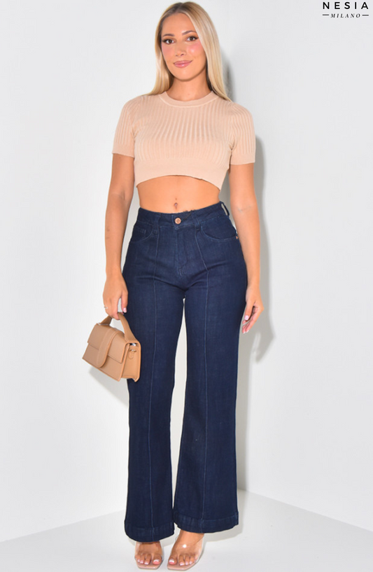 High-Waisted Stretchy Straight Jeans by Nesia